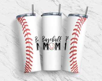 20 oz Baseball Mom Tumbler Skinny, Sports, Sublimation Design Template, Name, Straight, Warped Design, Digital Download, PNG, Tumblers