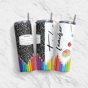 20oz Teacher Skinny Tumbler Wrap, Seamless, Teacher Life, Teacher Appreciation, School Tumbler, Straight, Tapered, Download PNG