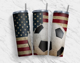 20 oz Tumbler Skinny, Sublimation Template, Soccer American Sports Styled, Straight, Warped Design, Digital Download, PNG, Tumblers
