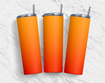 Orange Ombre 20oz Seamless Tumbler Skinny Wrap, Orange Sublimation Design, Sublimation Template, Straight Tapered, Digital Download PNG