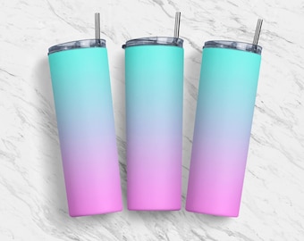 Pink Ombre 20oz Seamless Tumbler Skinny Wrap, Turquoise Pink Gradient Design, Sublimation Template, Straight Tapered, Digital Download PNG