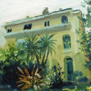Costa della Cornovaglia e villaggi di pescatori, &#39; Fowey Villa &#39;, Arte originale in oli, Unframed, su tavola d&#39;archivio, 21 x 15 cm