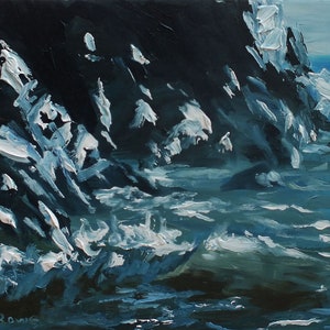 Costa della Cornovaglia e villaggi di pescatori, &#39;From Cadgwith &#39;, Arte originale ad olio, Senza cornice, su tavola d&#39;archivio, 21 x 15cm