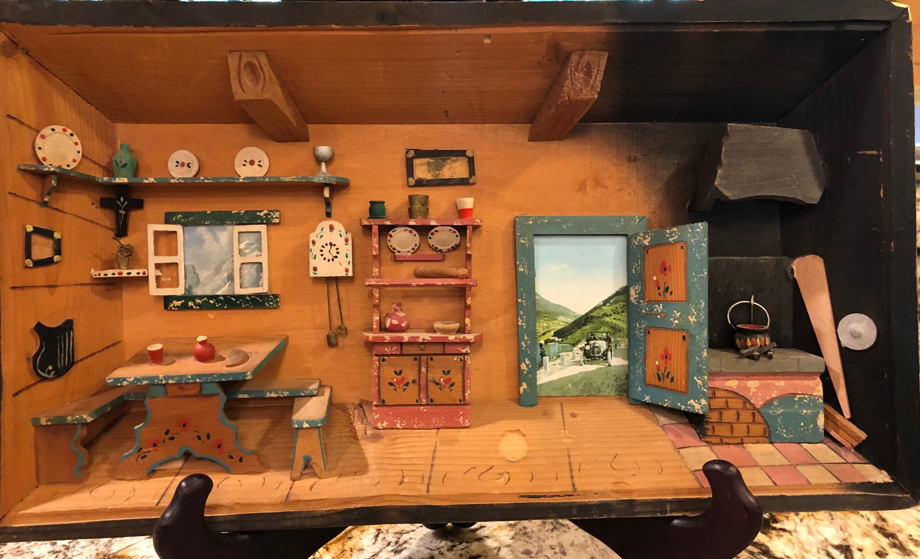 Hand Carved Hand Painted Vintage German Folk Art Black Forest Alpine