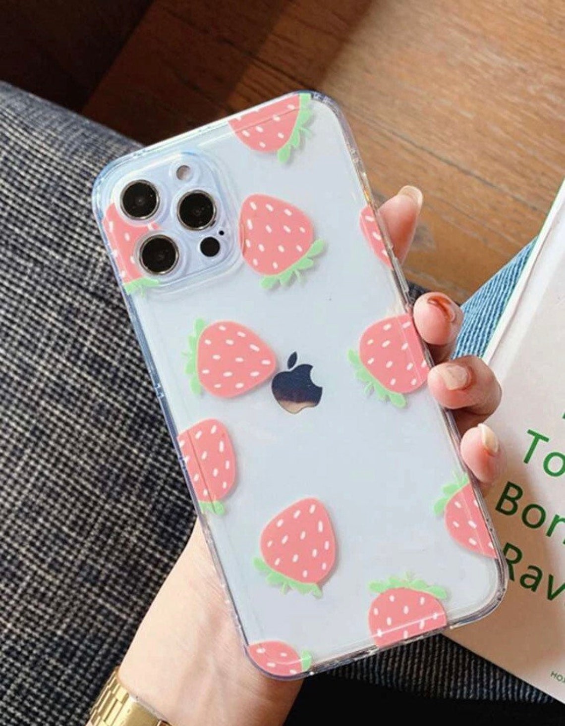 Strawberry pattern clear phone case iPhone 11 Pro Etsy
