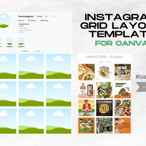 Instagram Grid Layout | Planen Sie Ihre Posts visuell im Voraus | Canva Anpassbare Vorlage | Social Media Anleitung