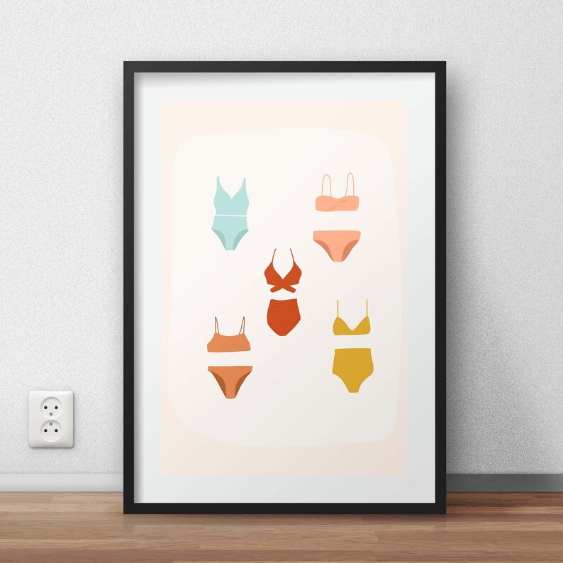 Vintage Bathing Suits Art Print Swimwear Illustration Etsy