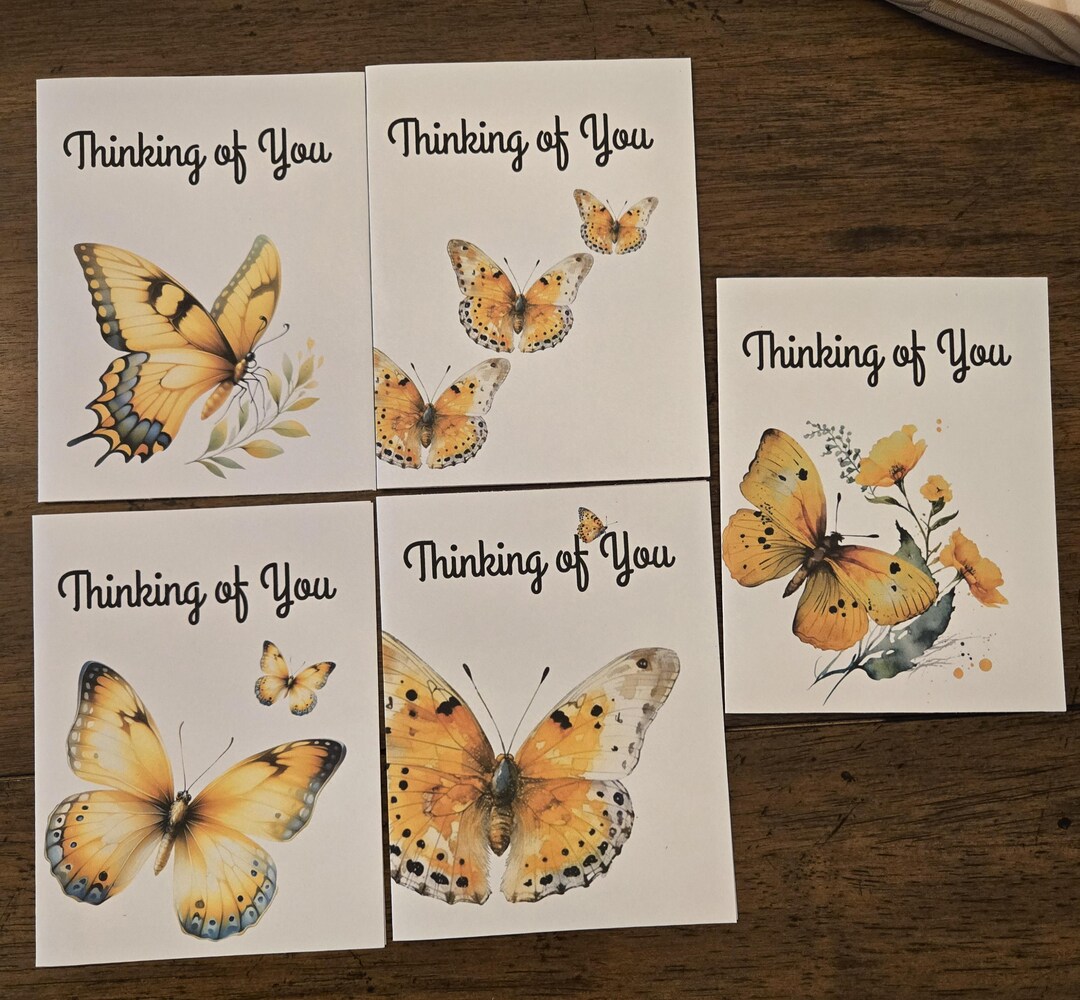 Yellow Butterflies Blank Notecard Set, Choose Your Design, Envelope ...