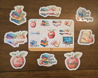 Holographic Teacher Stickers: Die Cut & Planner Set