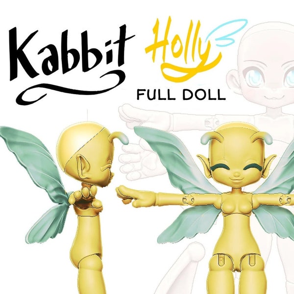 June 11 2023 Update - DIGITAL .STL - Full Doll - Kabbit Holly  26cm-28cm - Make your Own BJD