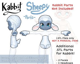 DIGITAL .STL - Additional Sheepy Parts with Jointed Ears and Hooves for Kabbit or other Bjds 26cm-28cm - Make your Own BJD Part