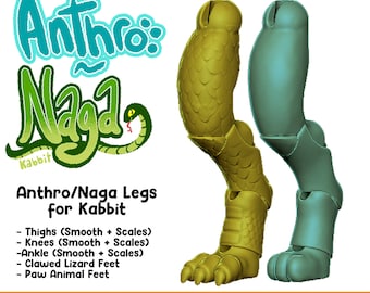 Digital .STL - Kabbit ADDON Digi-grade Anthro Naga Legs for Kabbit 26-28cm - 3D Printed BJD - Do it Yourself Doll
