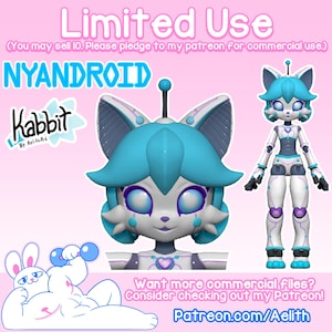 DIGITAL .STL "Nyandroid Kabbit" 26-28 cm - Base de muñeca articulada impresa en 3D - Filamento PLA / Archivos compatibles con resina
