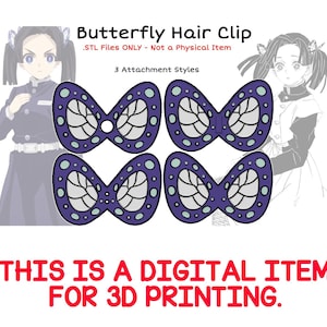 DIGITAL .STL FILES Cosplay 3.74&quot; Butterfly Hair Accessory - 3D Printed Decoration