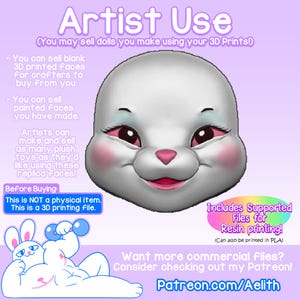 Rushton Bunny Art Doll Face STL: 3D Printable Parts (Digital)
