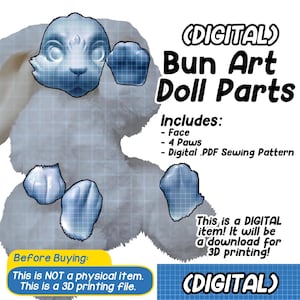DIGITAL - 3D Printable Art Doll Kit  (No Instructions) DIY Teddybear Art doll sewing and 3D Printing kit 13"