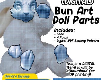 DIGITAL - 3D Printable Art Doll Kit  (No Instructions) DIY Teddybear Art doll sewing and 3D Printing kit 13&quot;