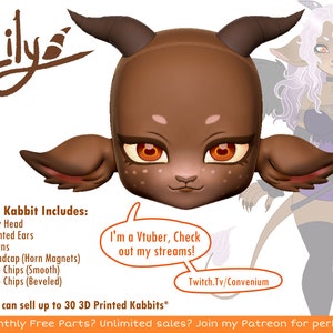 DIGITAL .STL - Lily Goat Head for Kabbit - 26-28cm - 3D Printed Ball Jointed Doll Base - Make your Own BJD Base