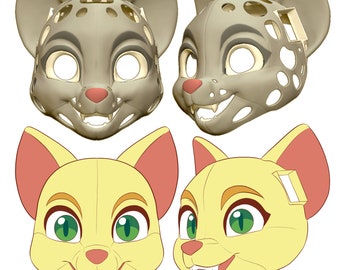 DIGITAL ITEM: Cat Fursuit Head STLs - Fan Mount, Removable teeth, and Eyes for 3D Printing