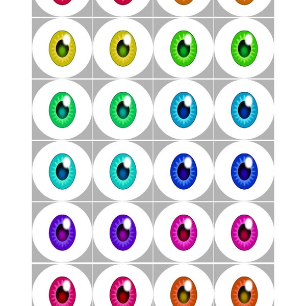 DIGITAL - Kabbit Eyes / BJD Princess Peachy 20mm Eye Maker Printable 4 x 6 Page .PNG