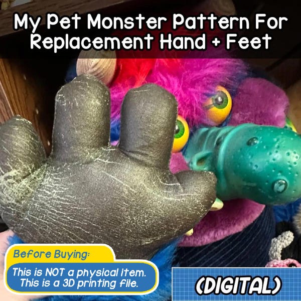 Plush Pattern: My Pet Monster Replacement Hands and Feet Sewing Pattern + Sublimation Art
