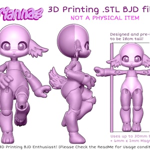 DIGITAL .STL - &quot;Orianna&quot; The Fluffy 26-28cm - 3D Printed Ball Jointed Doll - Make your Own BJD Base