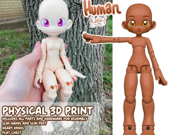 KABBIT BJD Human: PLA 3D Printed 20-22cm - 3D Printed Ball Jointed Doll 80% Scale Kabbit