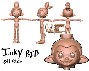 Updated: 3-14-2024 - DIGITAL .STL - "Inky" 26-28cm and Larger - 3D Printed Ball Jointed Doll