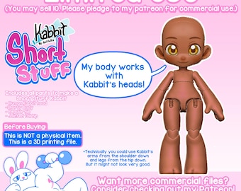 Short Stuff Kabbit BJD STL: 3D Printed Doll Base (26-28cm)