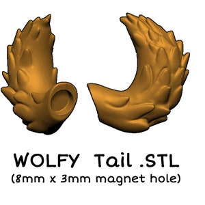 Archivo .stl de Wolfy Tail - Pieza de muñeca articulada Kabbit (Descarga digital)