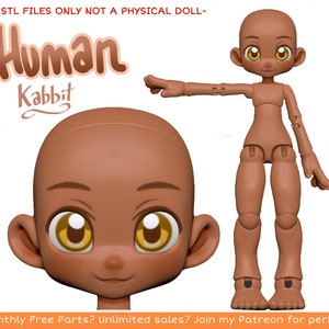 DIGITAL .STL Human Kabbit 26-28cm 3D Printed Ball Jointed Doll Base PLA filament / Resin Compatible files image 4