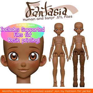 Digital .STL - "Fantasia" Androgynous Human and Satyr Doll 26-28cm - 3D Printed BJD - Do it Yourself Doll Pre-supported STL files