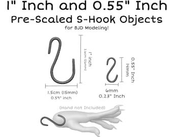 BJD S-Hook .OBJ Digitale Datei: 1 "und 14 cm."