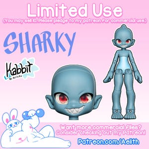 Updated 12-19-2023 - DIGITAL .STL - &quot;Sharky Kabbit&quot; 26-28cm - 3D Printed Ball Jointed Doll Base - Make your Own BJD Base