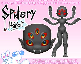 DIGITAL .STL &quot;Spidery Kabbit&quot; 26-28cm - 3D Printed Ball Jointed Doll Base - PLA filament / Resin Compatible files