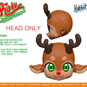 DIGITAL .STL - Rudy Head for Kabbit - 26-28cm - 3D Printed Ball Jointed Doll Base - Make your Own BJD Base