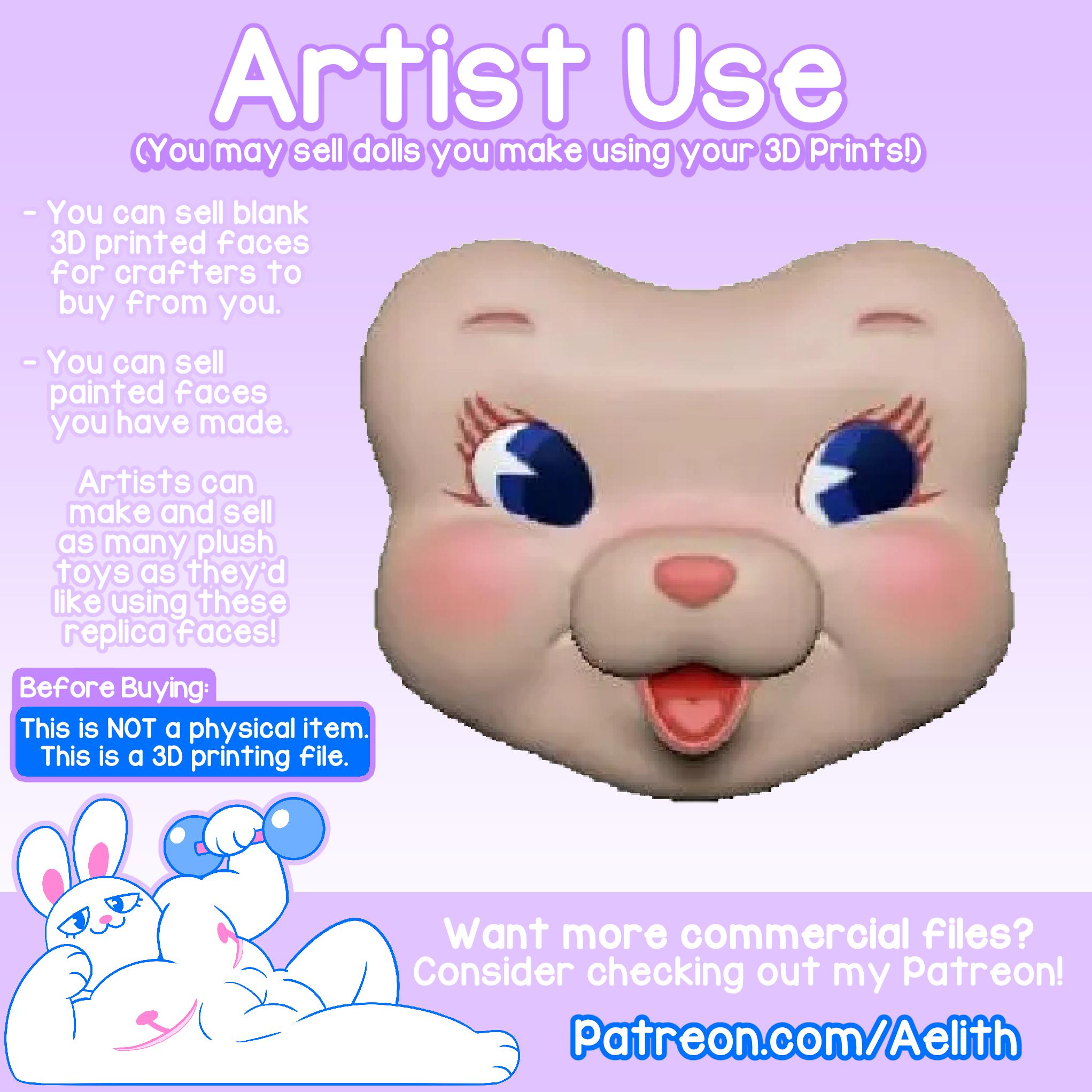 DIGITAL - Rushton Sheep Art Doll Face STL - 3D Printable Art Doll