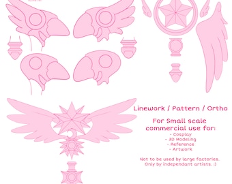 Cardcapture Girl Wand Artwork Pattern: Cosplay & 3D Modeling (PNG)