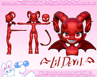 Updated Jan 11 2023 - DIGITAL .STL - &quot;Kabbit: Lil Devil&quot; 26-28cm - 3D Printed Ball Jointed Doll Base - Make your Own BJD Base