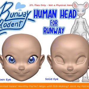 DIGITAL .STL - Human Faceplate for Runway Rodent BJD - 3D Printed stl files
