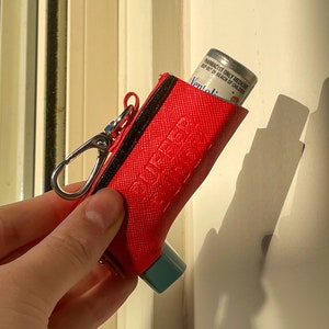 Solid colour, red, Inhaler holder, Inhaler case, Inhaler Keychain, Asthma, Asthmatic