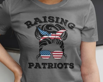 Raising Patriots Shirt, American Mom, Conservative Mom Shirt, Republican Mom T Shirt, Raising Lions, Regular Mom, USA American Flag Mom Tee
