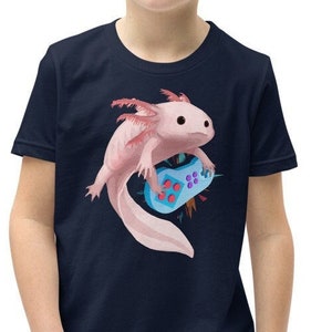 Axolotl spielen Videospiele Kinder Shirt, Axolotl Fisch Kinder Shirt, Axolotl Liebhaber Geschenk, Axolotl Kinder Shirt, Axolotl Gaming Kinder TShirt