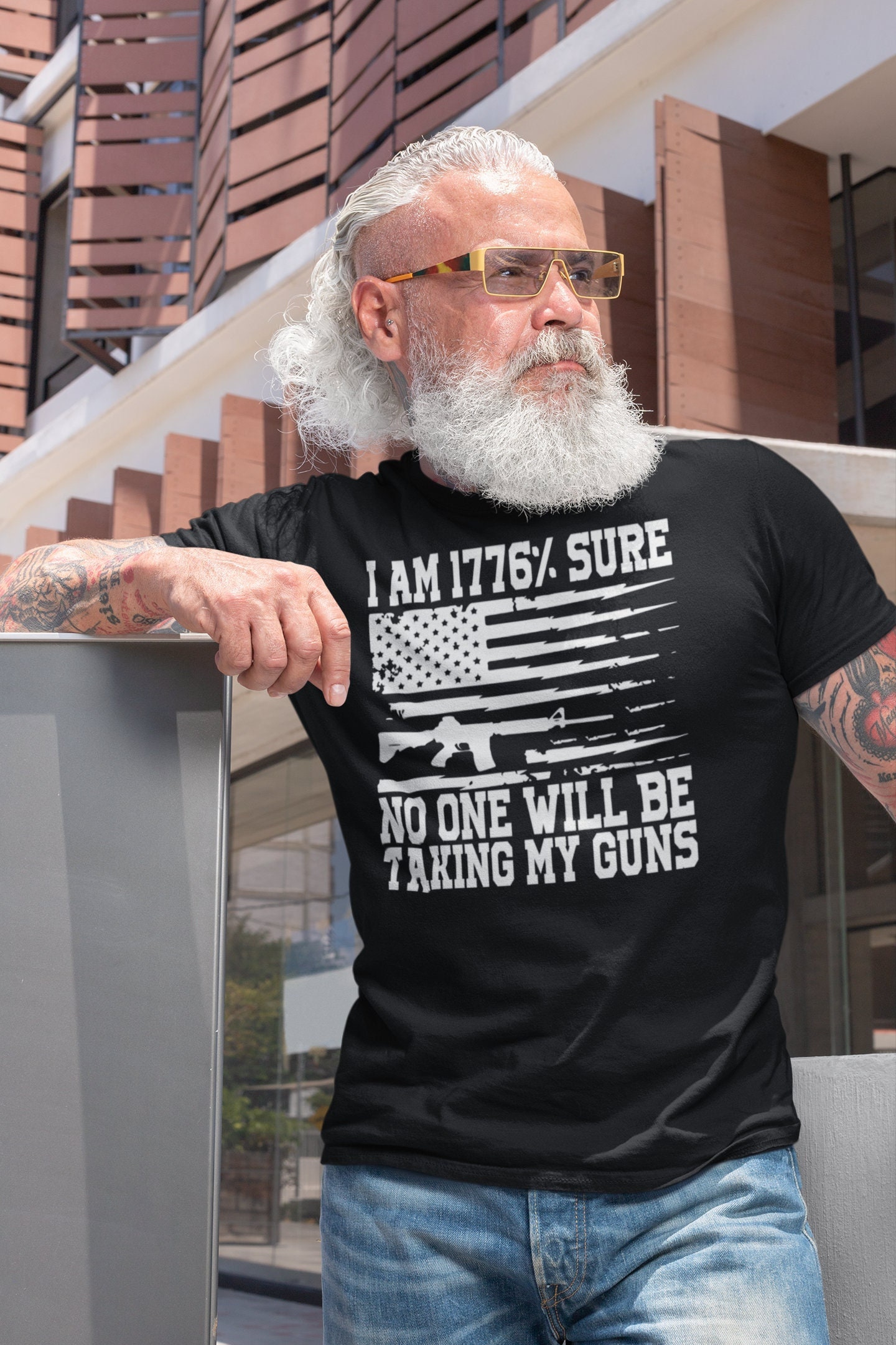 I am 1776% sure no one will be taking my guns, 1776 Tshirt, USA Flag Gun Shirt, 2nd Amendment Shirt, Patriotic USA Gun Rights, Pro Gun Shirt