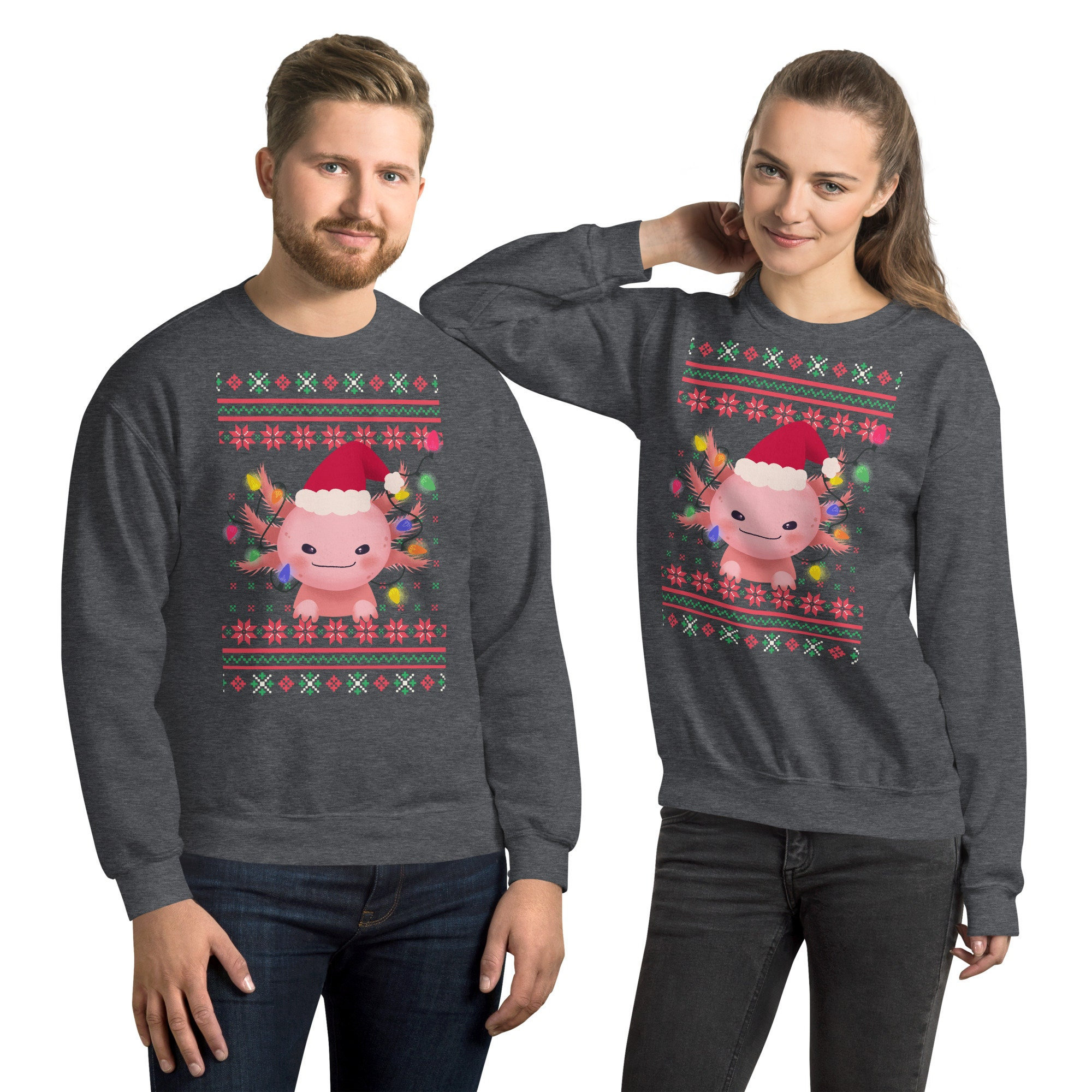 StefanysApparel Axolotl Christmas Sweatshirt, Axolotl Ugly Christmas Sweatshirt, Santa Axolotl Sweatshirt, Axolotl Ugly Sweatshirt, Axolotl Xmas Gift