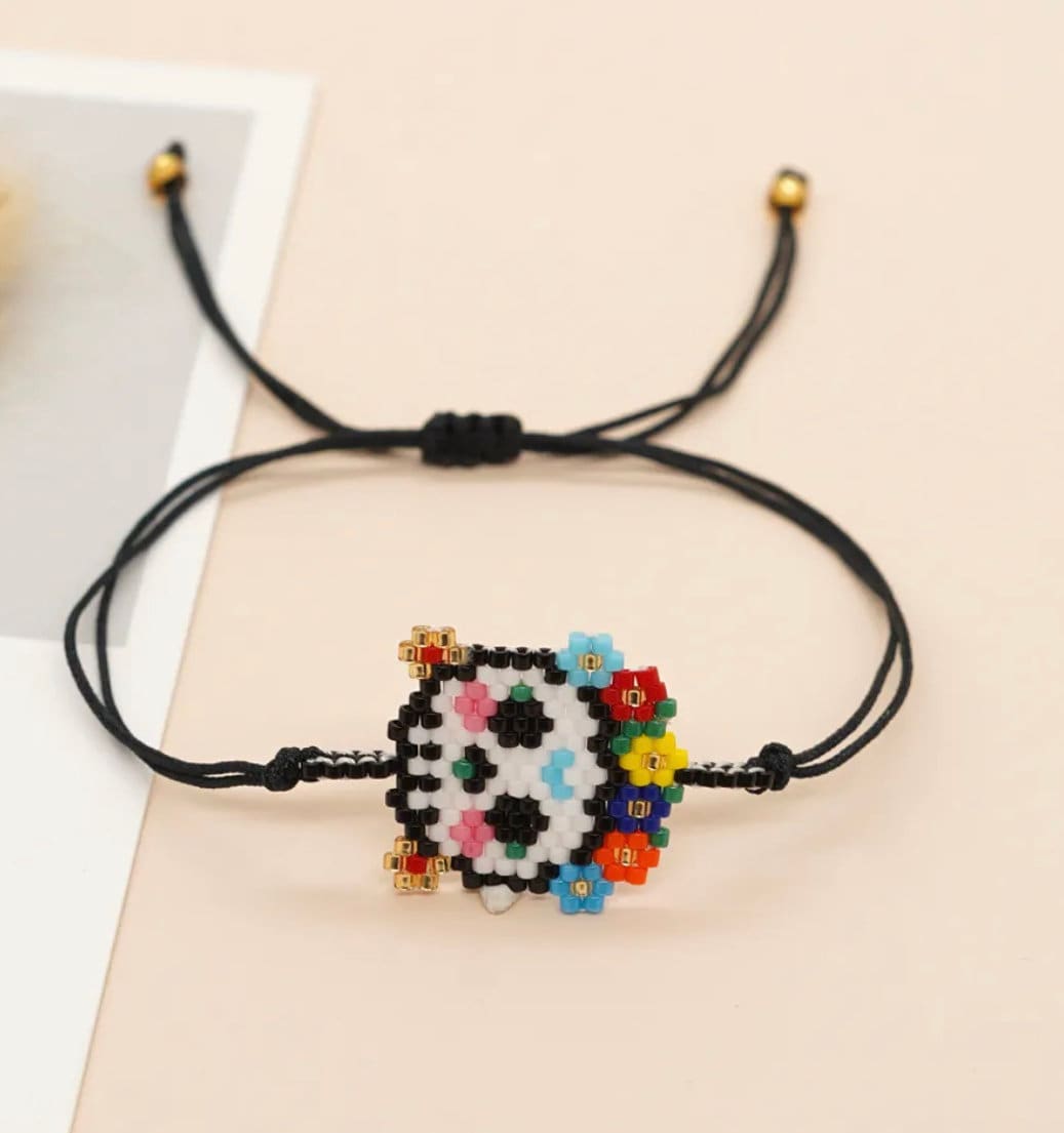 Sugar Skull Bracelet|Pulseras Mujer Moda Colorful Bracelets Skull Jewelry miyuki Joyeria Handwoven,skull catrina|adjustable