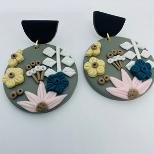 Floral Clay Earrings, Cute  Trend fashion earrings, Aretes de Flores , Women Dangle earrings, Jewelry gift