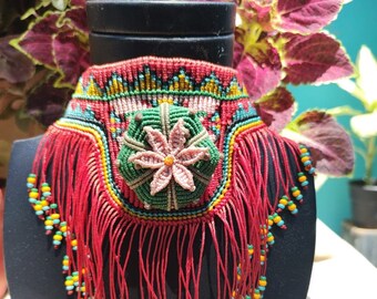 Peyote hikuri handmade necklace magical colors wiraxika huichol