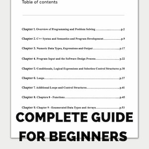 Könnte beinhalten: Ein schwarz-weißes Inhaltsverzeichnis für ein Buch mit dem Titel "Kompletter Leitfaden für Anfänger". Das Inhaltsverzeichnis listet die Kapitel 1 bis 9 mit den entsprechenden Seitenzahlen auf.