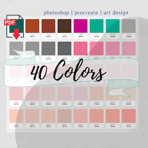 40 Color Palette Swatches pdf Hex Code Instant Download Procreate Photoshop  iPad Art Goodnotes Design Graphics